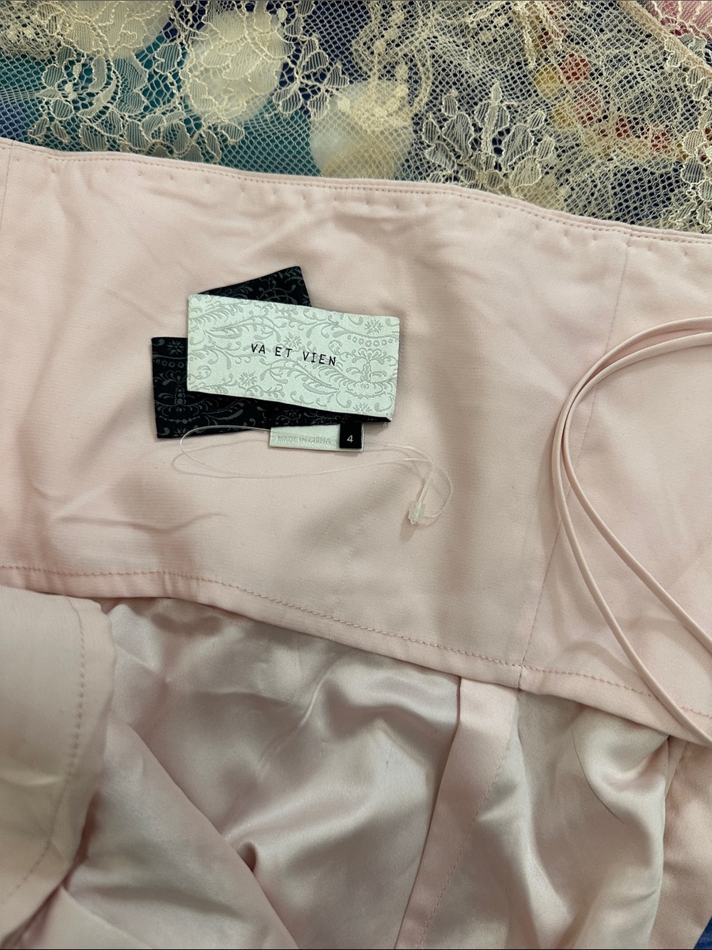One-Shoulder Lace A-Line Dress in Blush - Picture 12 of 13